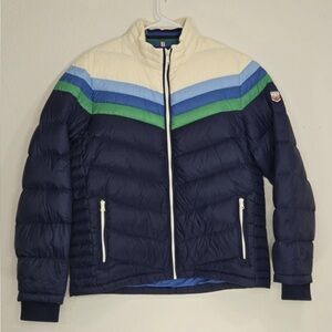Marine Layer Zurich Puffer Jacket ML x LF Lost Found White Navy Size L Mens